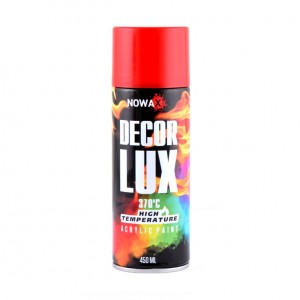 Акриловая высокотемпературная краска красная NOWAX Decor Lux (3000) 370°C 450мл Акриловая высокотемпературная краска красная NOWAX Decor Lux (3000) 370°C 450мл