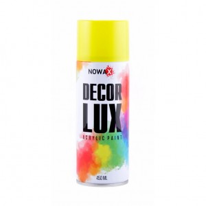 Акриловая флуоресцентная краска желтая NOWAX Decor Lux 450мл Акриловая флуоресцентная краска желтая NOWAX Decor Lux 450мл