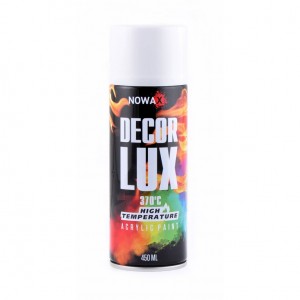 Акриловая высокотемпературная глянцевая краска белая NOWAX Decor Lux (9010) 370°C 450мл Акриловая высокотемпературная глянцевая краска белая NOWAX Decor Lux (9010) 370°C 450мл